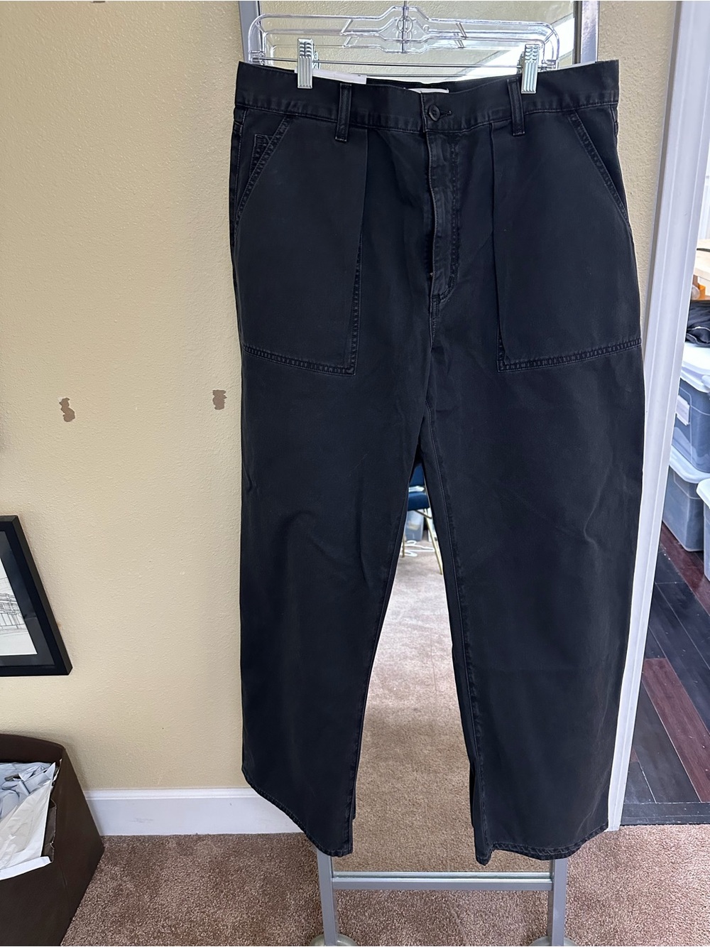 Agolde Black Cargo Pants with Front Patch Pockets